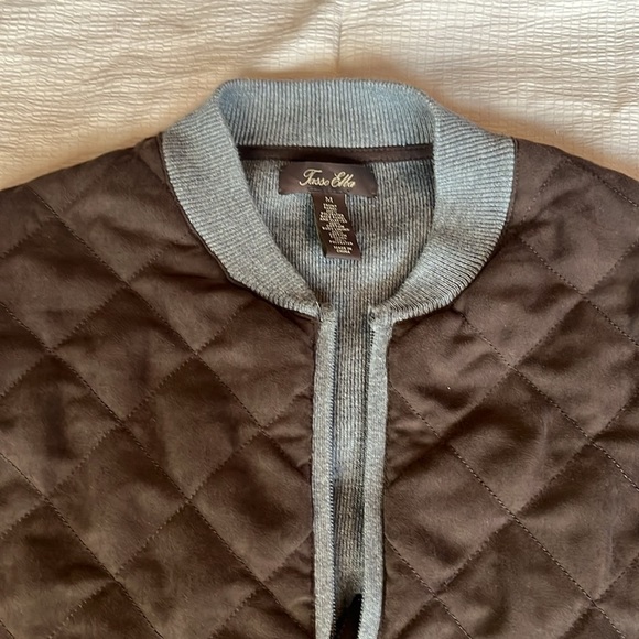 Tasso Elba Quilted Jacket in Brown and Gray - Picture 2 of 6